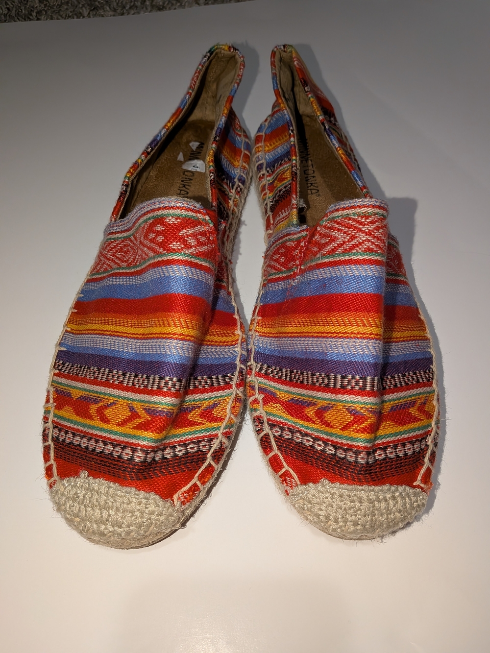 Minnetonka Multicolor Woven Slip-On Espadrilles - Red, Blue, Orange